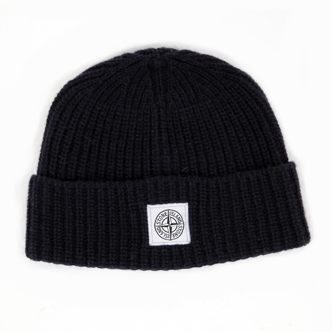 navy stone island beanie